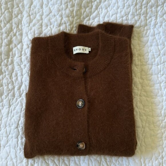 RHODE Amal Cardigan, Dark Brown Size S - Picture 2 of 3